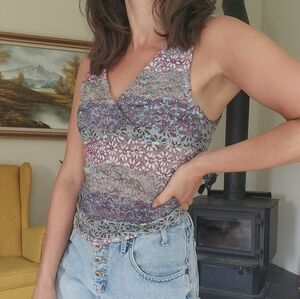 Vintage Floral Crochet Crop Top in Lavender, Sage, and Dusty Pink